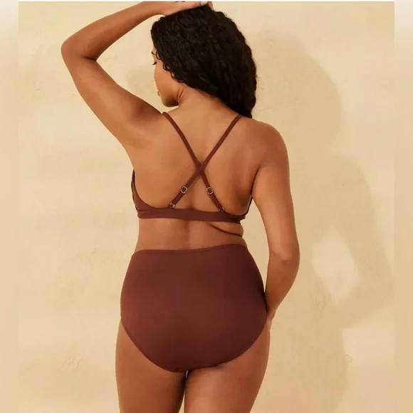 Shade & Shore - Women’s Shirred High Waist Full Coverage Bikini Bottom - Picture 5 of 12